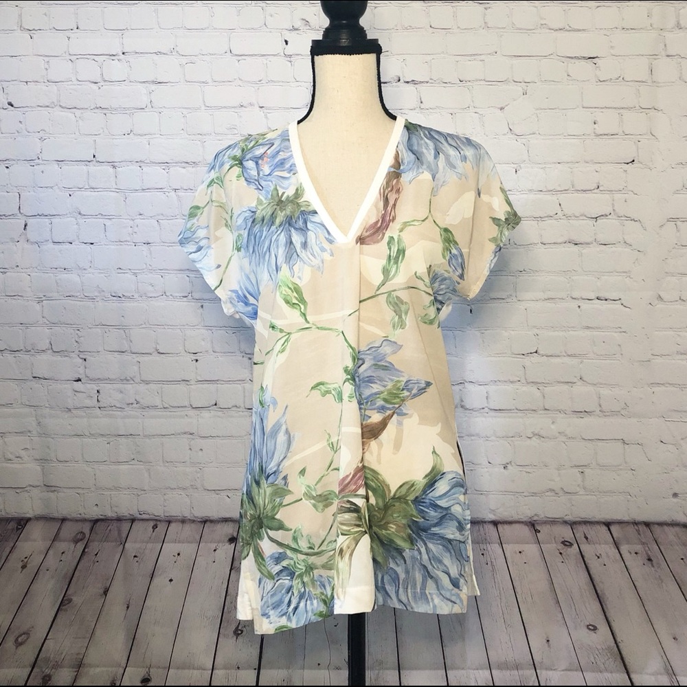 ZARA  Women Floral Cream Shirt Size Small